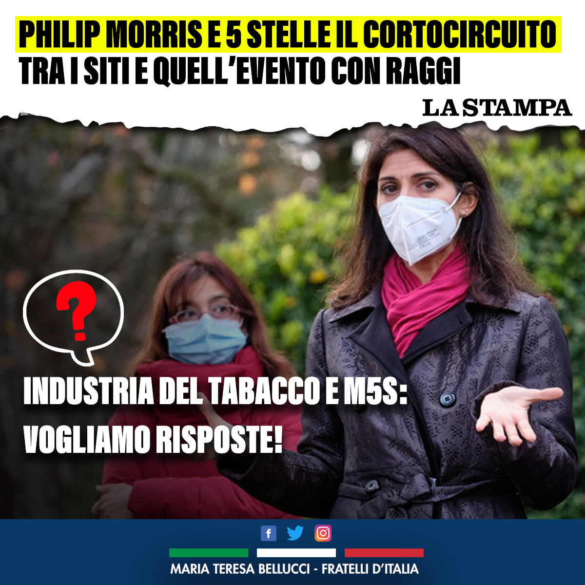 LA RAGGI DOVREBBE CHIARIRE EVENTUALI LEGAMI CON IL MONDO DEL TABACCO